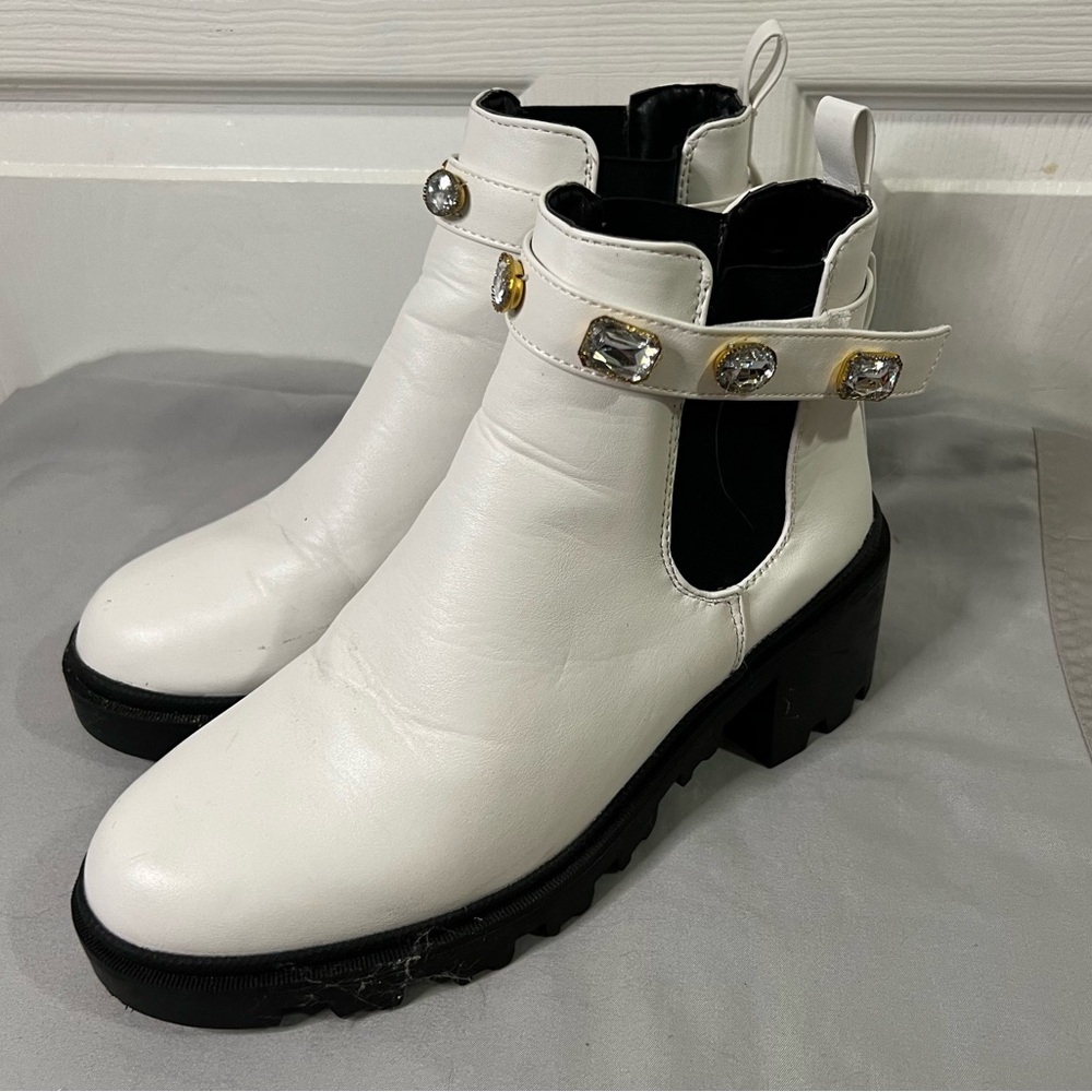 Nicole Miller Chelsey Rhinestone Strap Boots